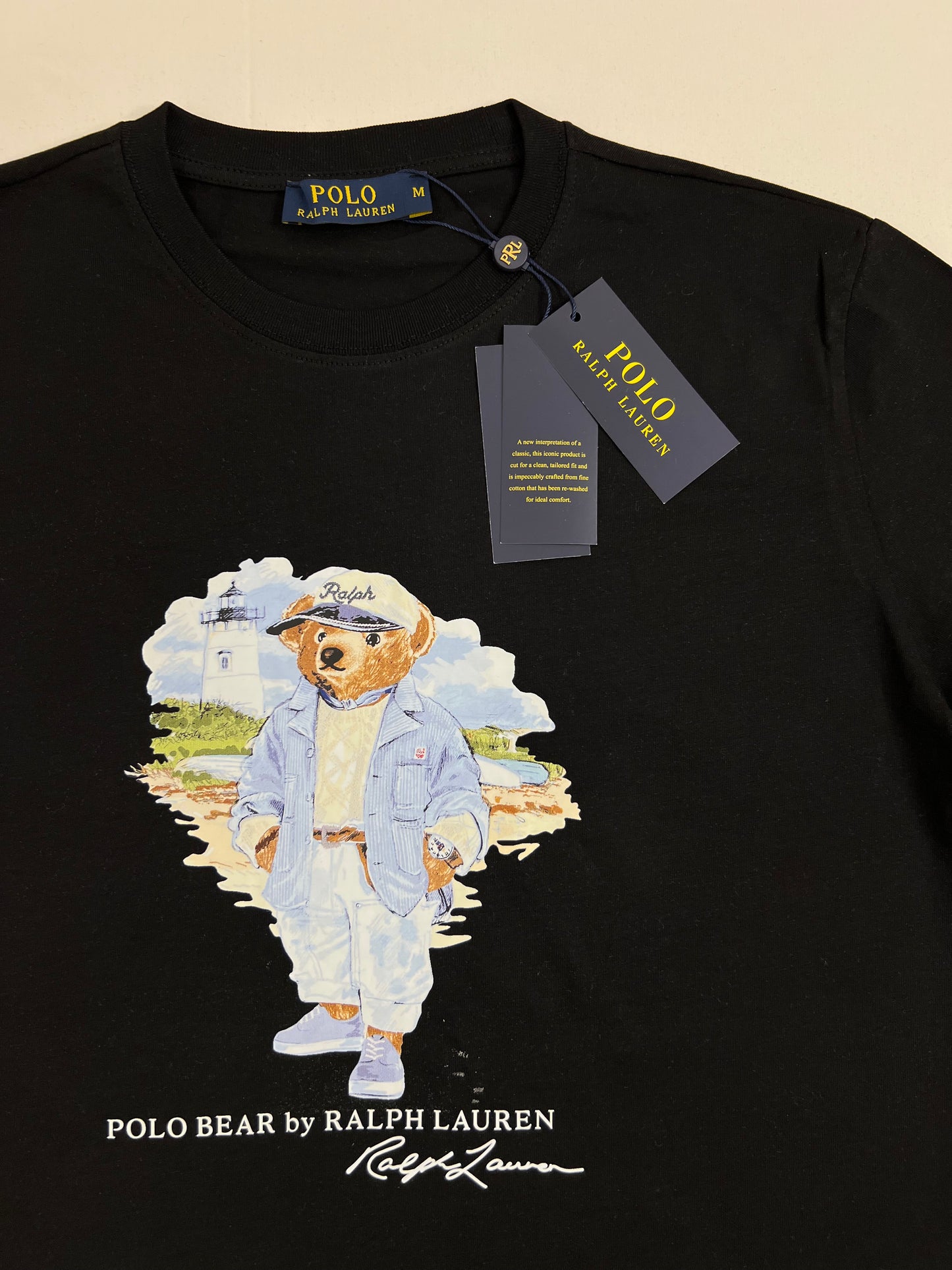 Polo Ralph Lauren Crna Majica sa Elegant Bear Printom