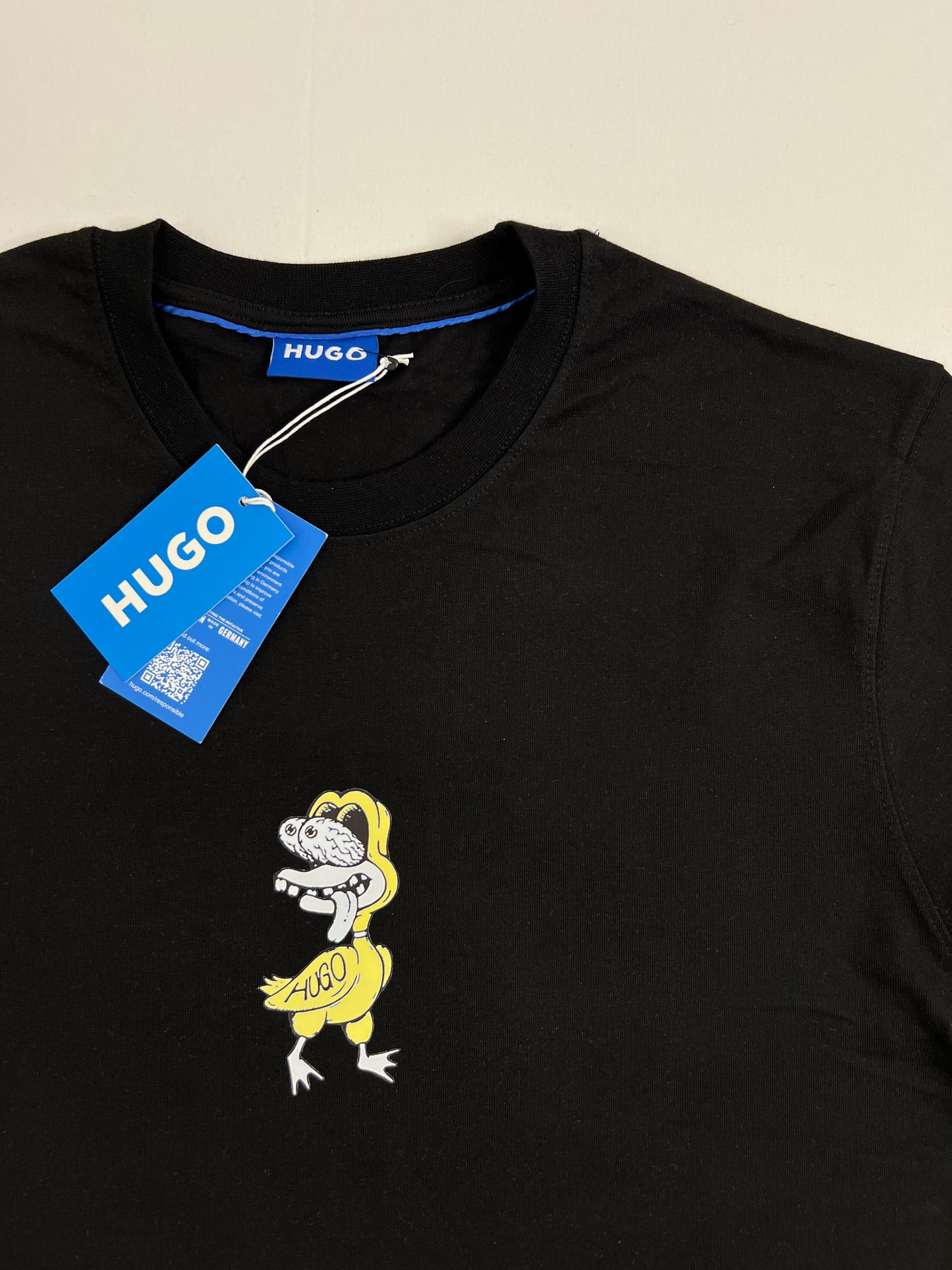 HUGO Blue Crna Majica sa Crazy Duck Printom