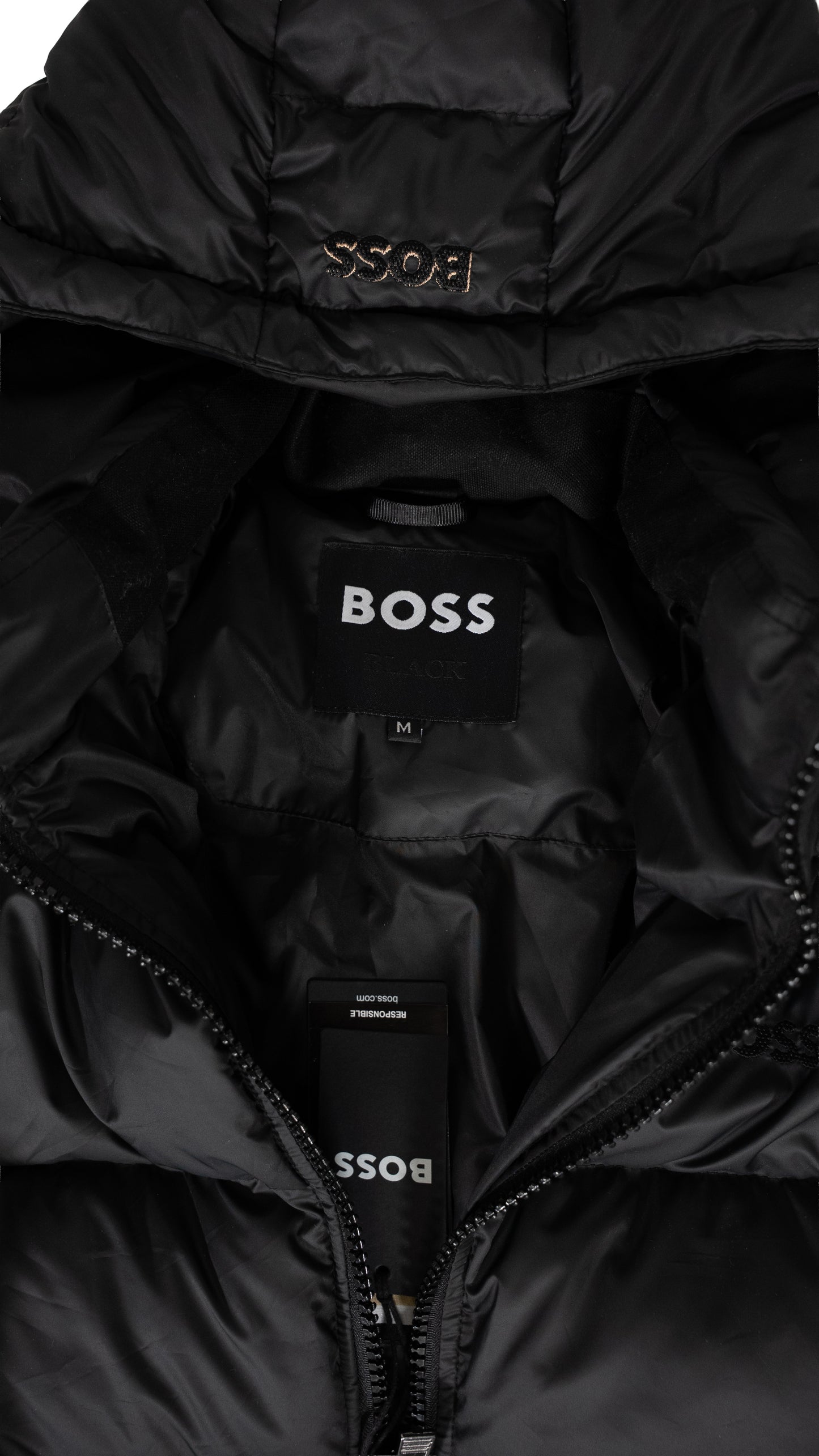 BOSS Crna Puffer Jakna sa Logom na Ramenu