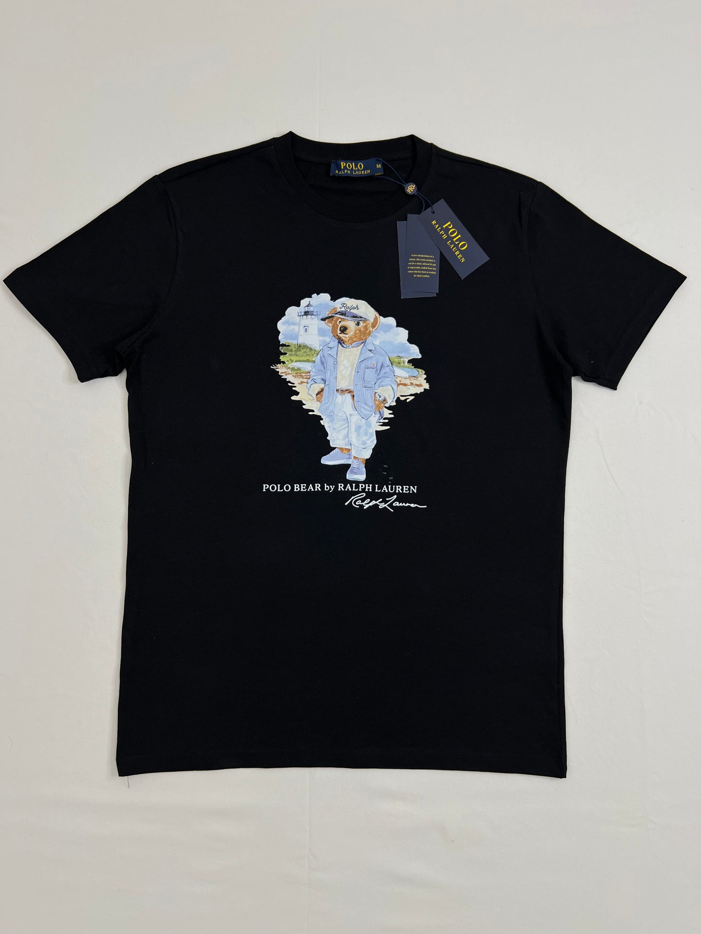 Polo Ralph Lauren Crna Majica sa Elegant Bear Printom