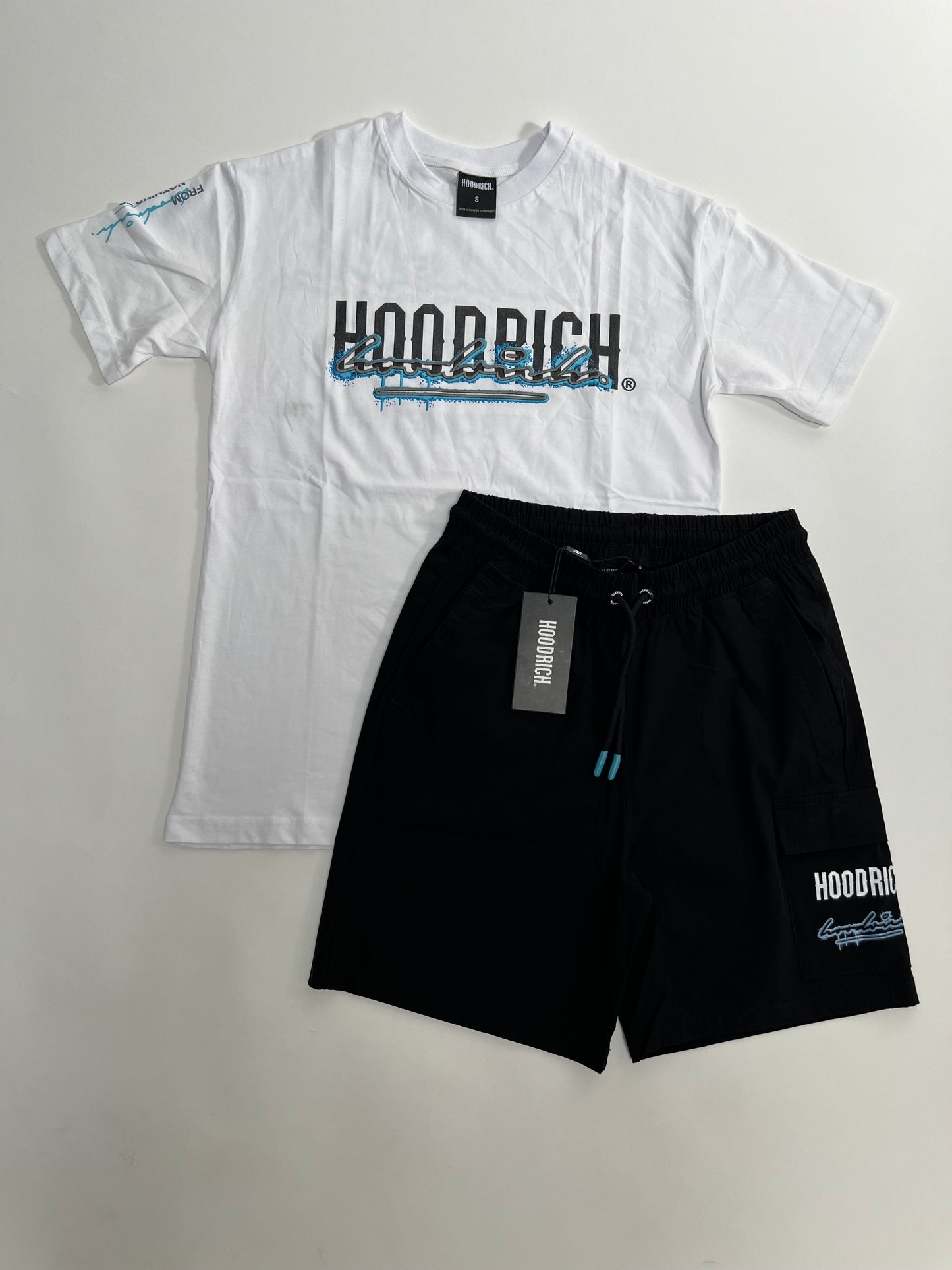 HOODRICH Bela Majica Crni Šorc Komplet