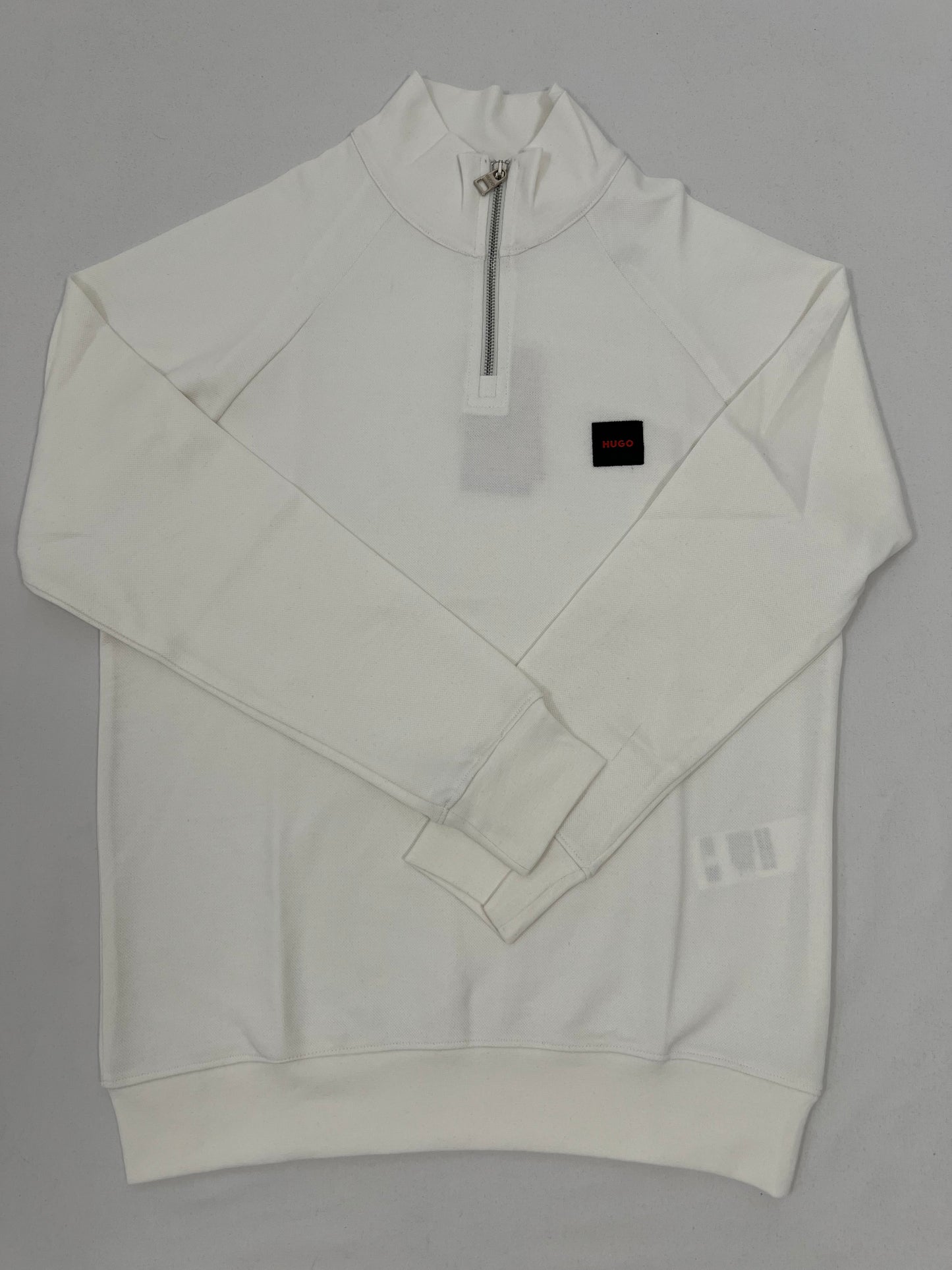 HUGO Quarter-Zip Beli Duks sa Crnim Minimalistic Box Logom