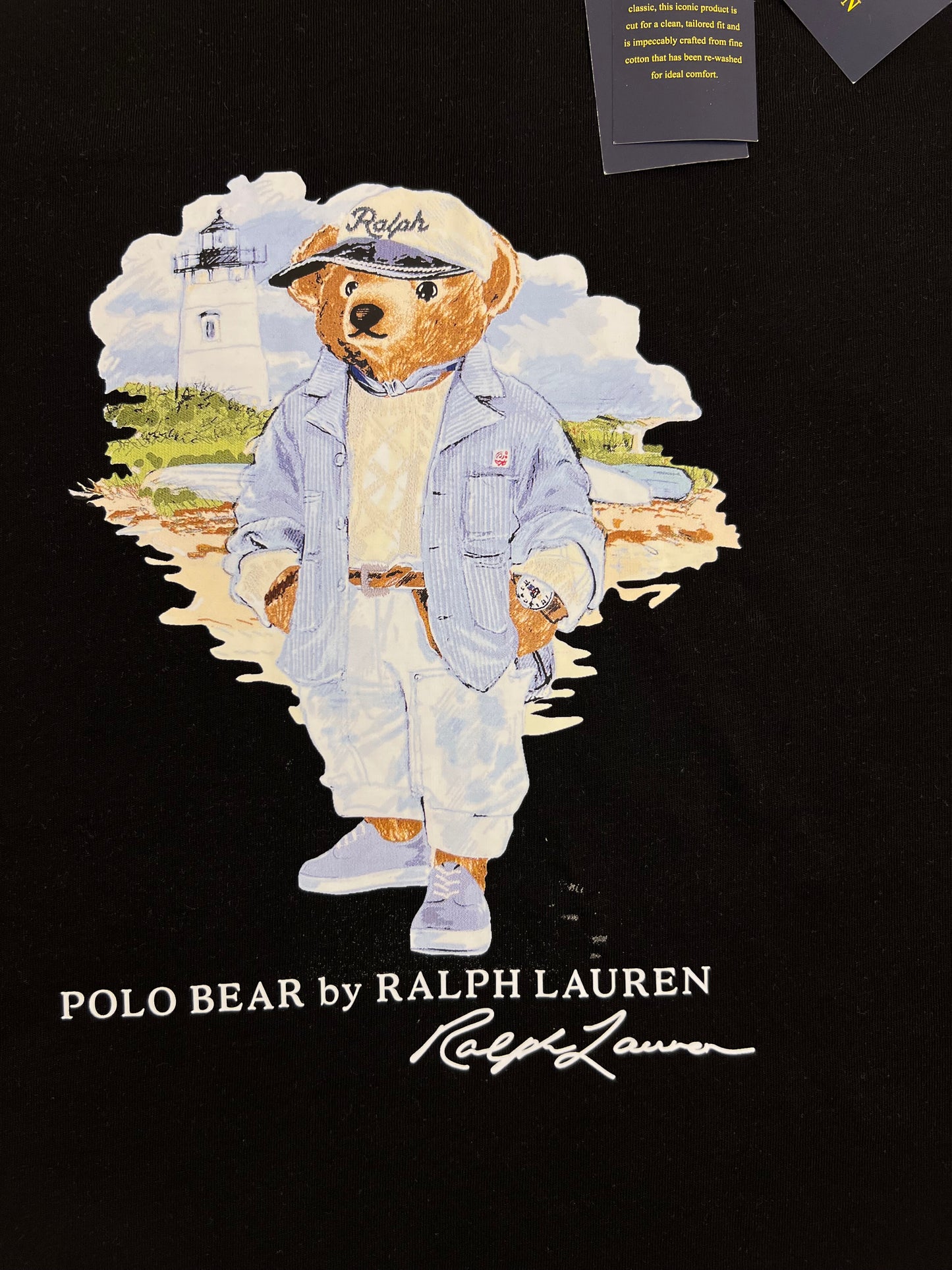 Polo Ralph Lauren Crna Majica sa Elegant Bear Printom