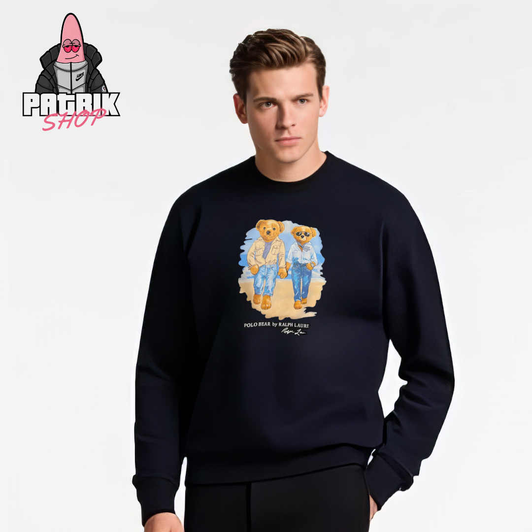 Polo Ralph Lauren Crni Duks sa Couple Bear Summer Printom