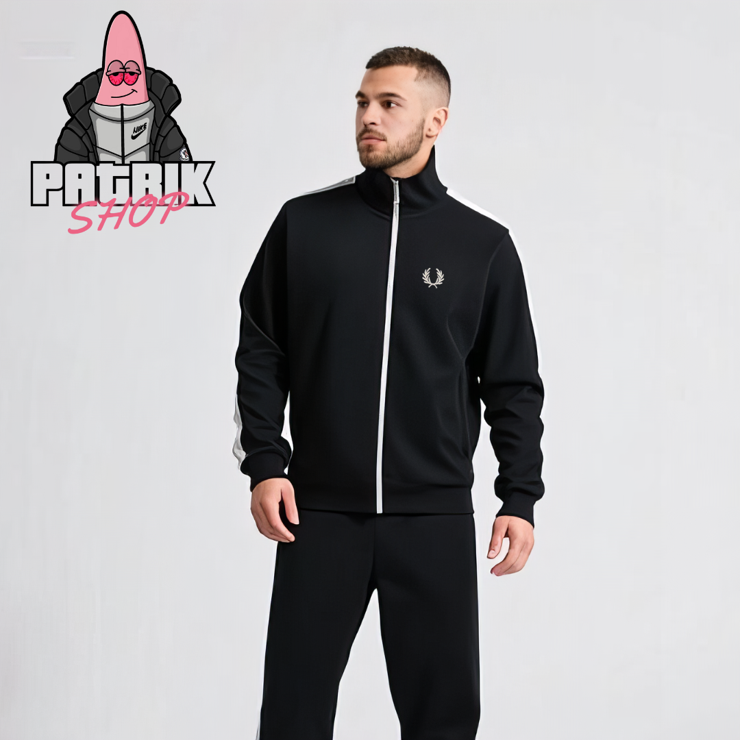 Fred Perry Full-Zip Crni Duks sa Logom na Rukavima