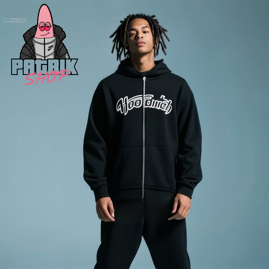 HOODRICH Crni Full-Zip Duks sa Logom