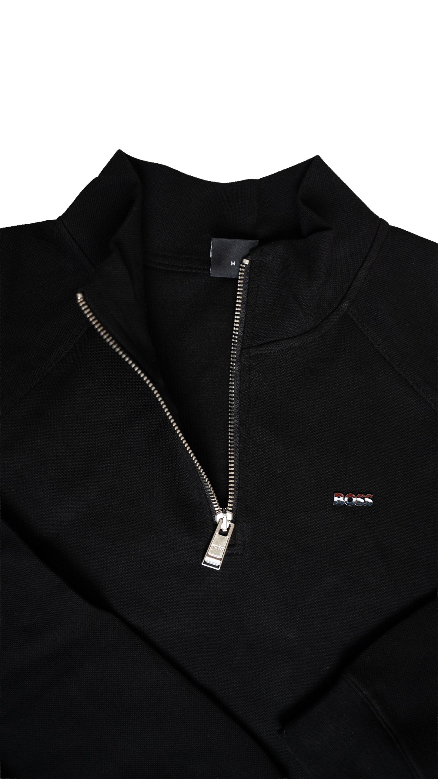 BOSS Crni Quarter-Zip Duks sa France Logom