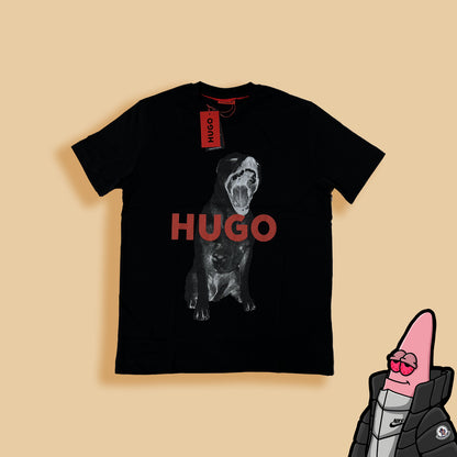 HUGO Crna Majica sa Pit Bull Logo Printom