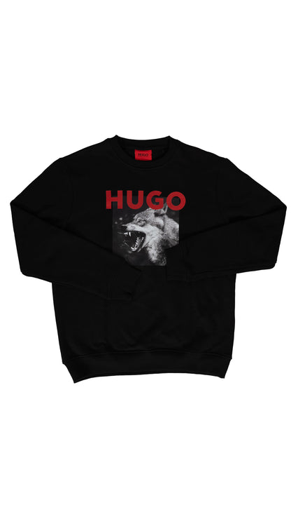 HUGO Crni Duks sa Wolf Logo Printom