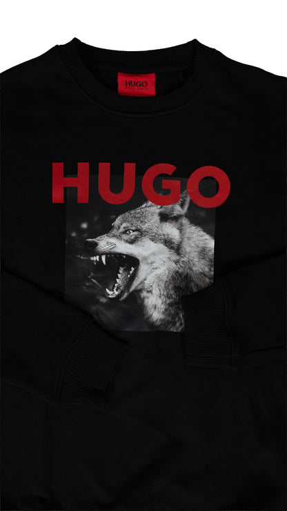 HUGO Crni Duks sa Wolf Logo Printom