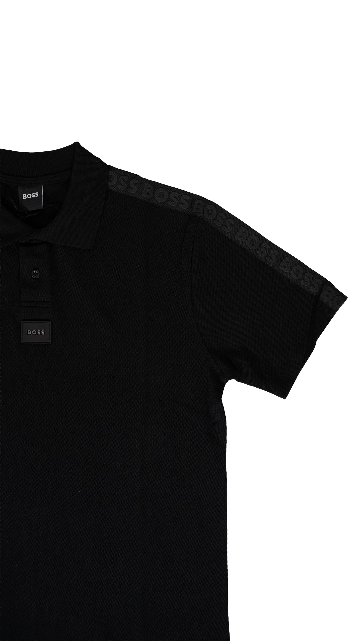 BOSS Crna Majica sa Box Logom i Text Printom na Rukavima