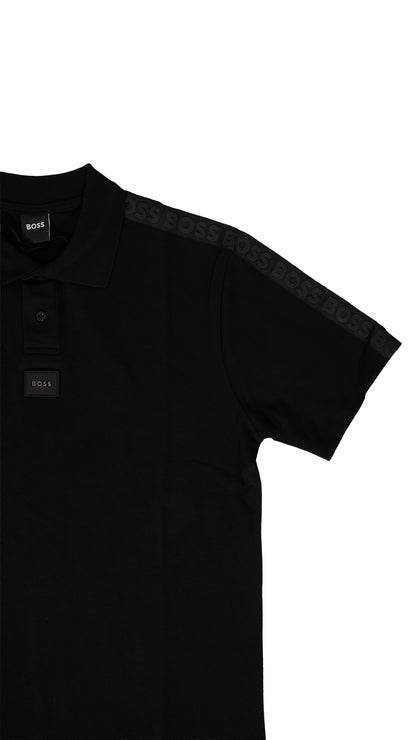 BOSS Crna Majica sa Box Logom i Text Printom na Rukavima