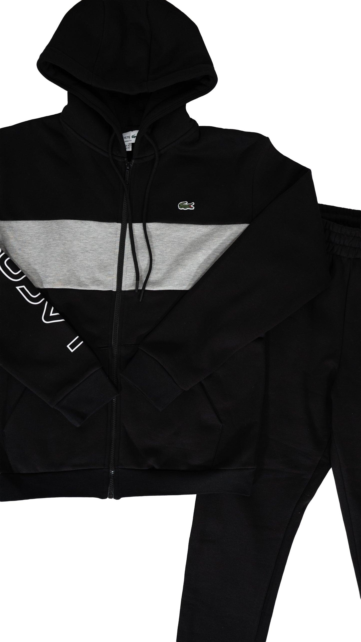 Lacoste Komplet Crni sa Logo Text Printom na Rukavu