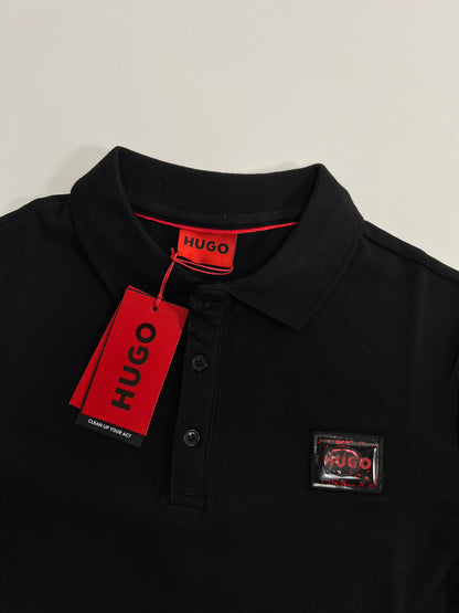 HUGO Crna Polo Majica Liquid Logo Na Grudima
