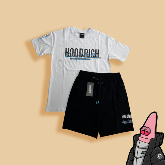 HOODRICH Bela Majica Crni Šorc Komplet
