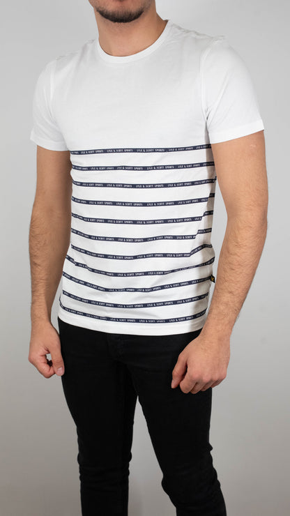 Lyle & Scott Bela Majica sa Text Horizontalnim Printom