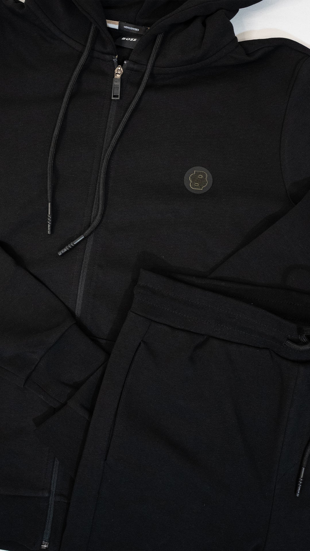 BOSS Crni Full-Zip Mercerised Duks sa Minimalistic Logom