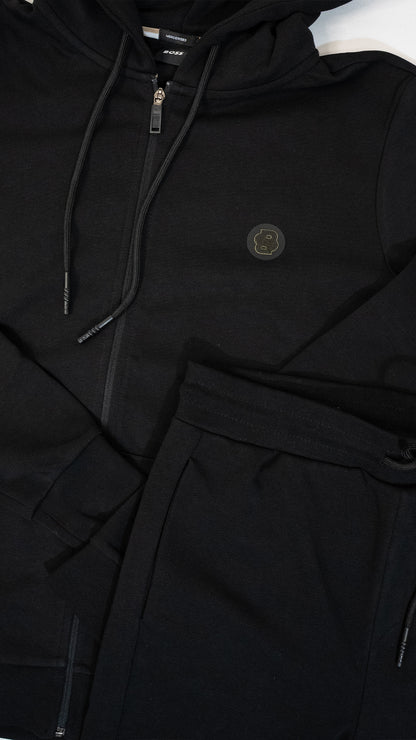 BOSS Crni Full-Zip Mercerised Duks sa Minimalistic Logom