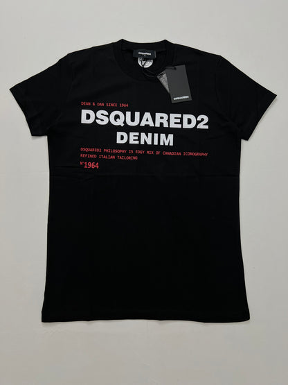 Dsquared2 Crna Majica sa Dean & Dan Denim Printom