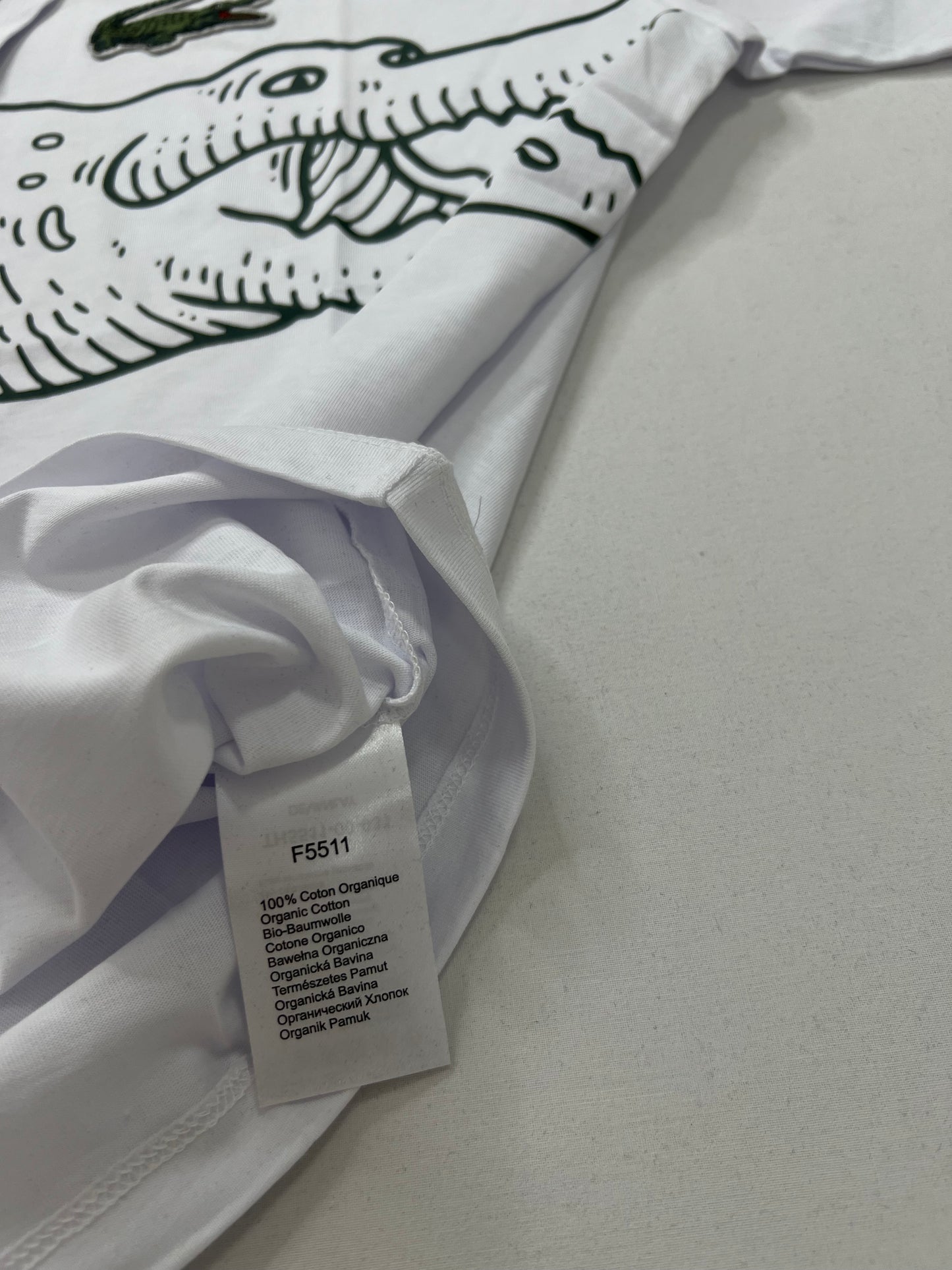Lacoste Bela Majica sa Big Croc Logo Printom i Ušivenim znakom [Relaxed Fit]