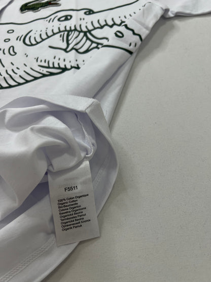 Lacoste Bela Majica sa Big Croc Logo Printom i Ušivenim znakom [Relaxed Fit]