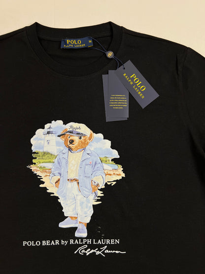 Polo Ralph Lauren Crna Majica sa Elegant Bear Printom