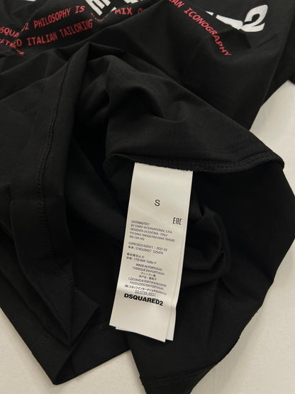 Dsquared2 Crna Majica sa Dean & Dan Denim Printom