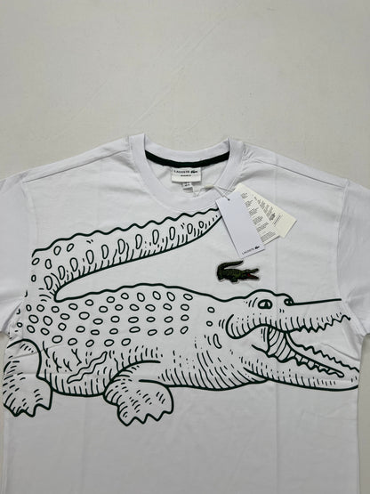 Lacoste Bela Majica sa Big Croc Logo Printom i Ušivenim znakom [Relaxed Fit]