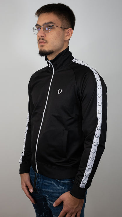 Fred Perry Full-Zip Crni Duks sa Logom na Rukavima