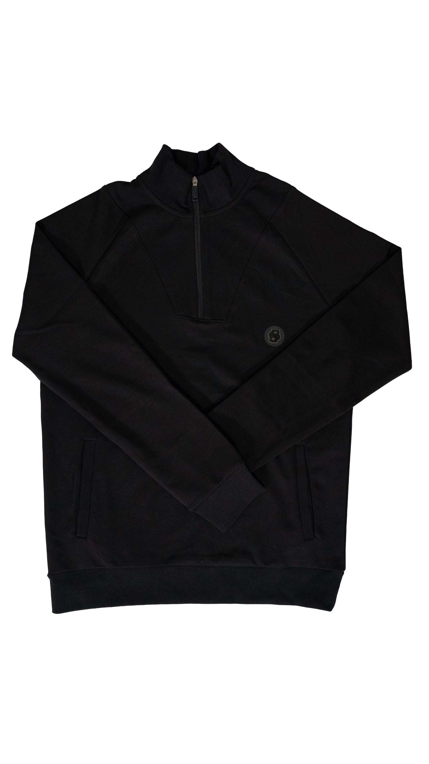 BOSS Crni Quarter-Zip Mercerised Duks sa Logom