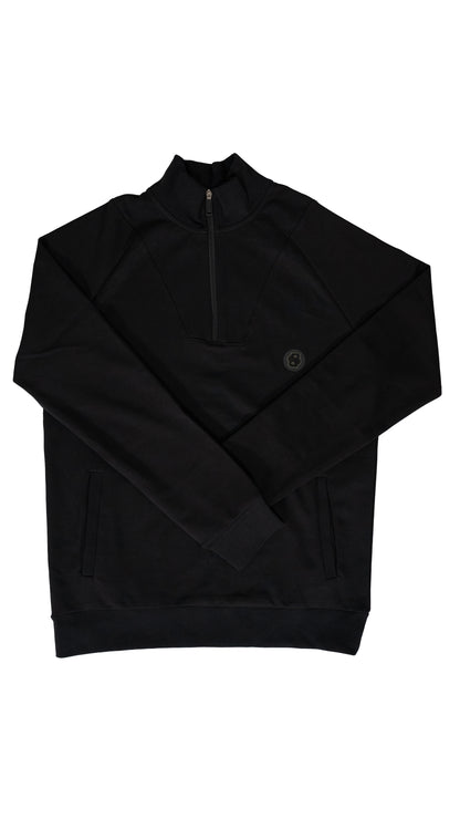 BOSS Crni Quarter-Zip Mercerised Duks sa Logom