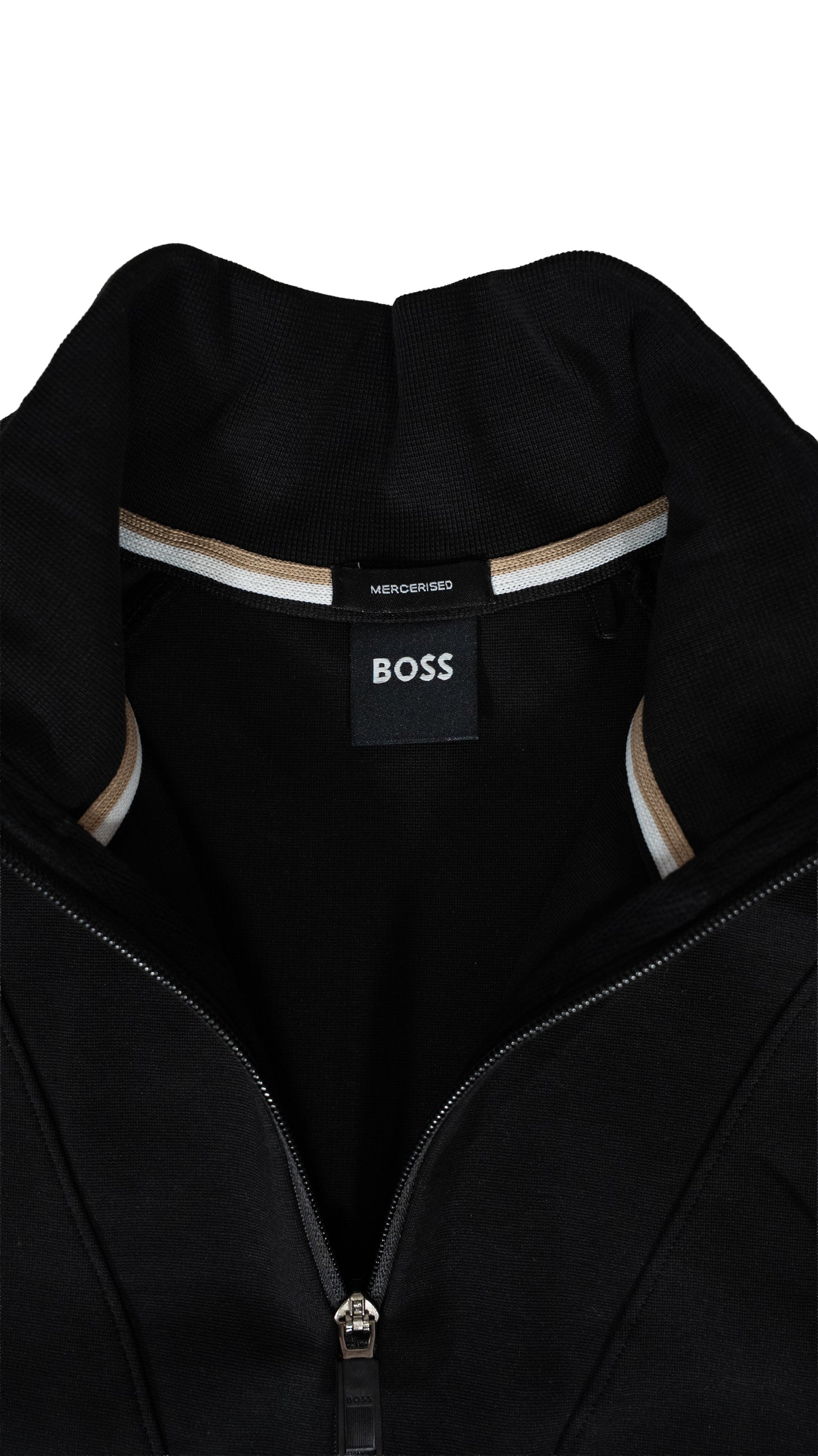 BOSS Crni Quarter-Zip Mercerised Duks sa Logom