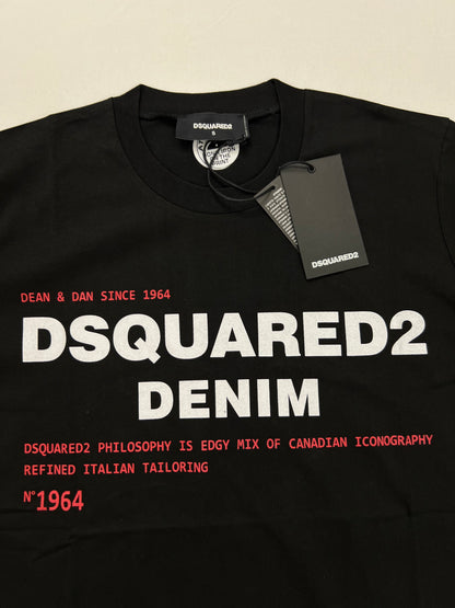 Dsquared2 Crna Majica sa Dean & Dan Denim Printom