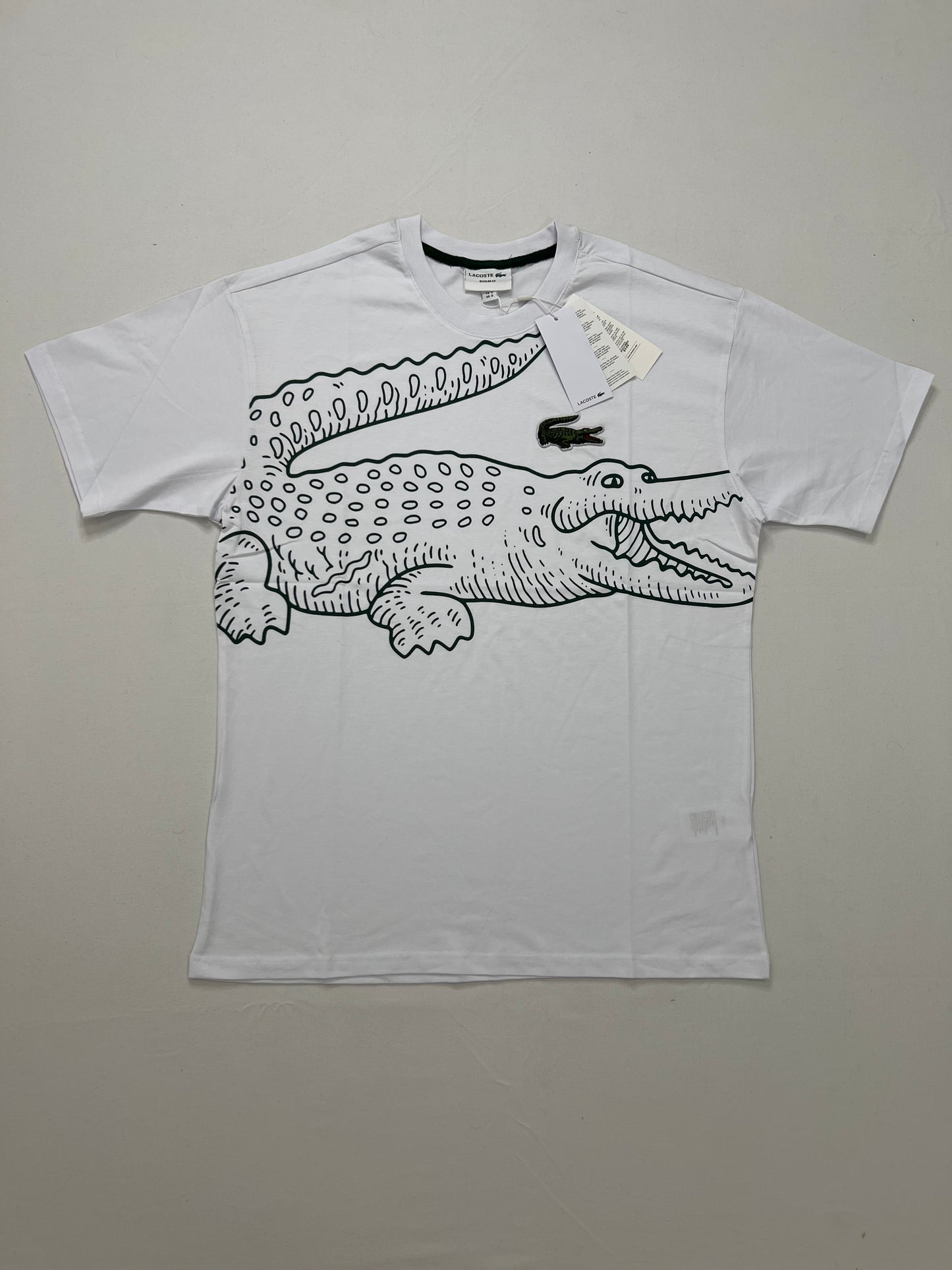 Lacoste Bela Majica sa Big Croc Logo Printom i Ušivenim znakom [Relaxed Fit]