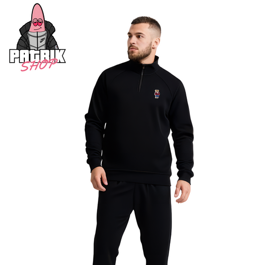 Polo Ralph Lauren Crni Quarter-Zip Duks sa Elegant Bear Logom