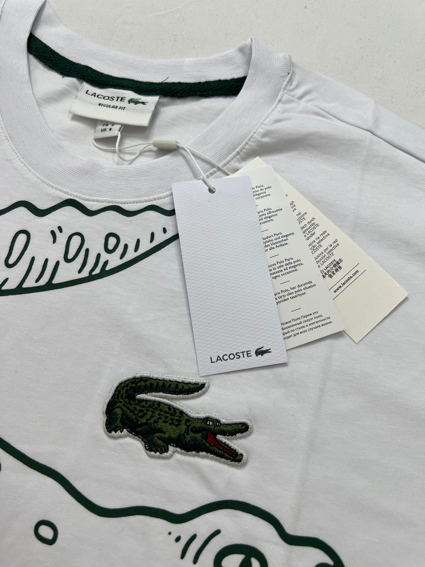 Lacoste Bela Majica sa Big Croc Logo Printom i Ušivenim znakom [Relaxed Fit]