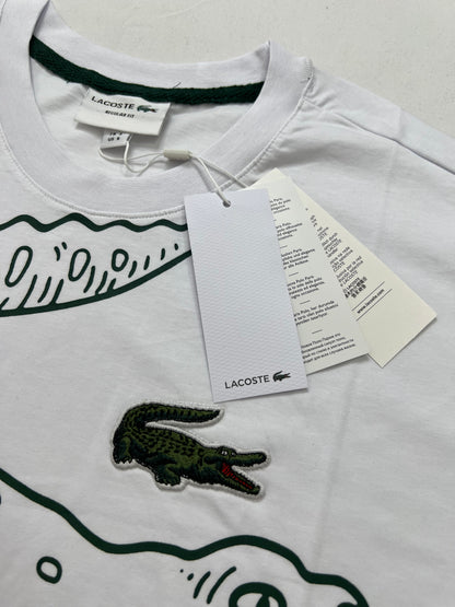 Lacoste Bela Majica sa Big Croc Logo Printom i Ušivenim znakom [Relaxed Fit]