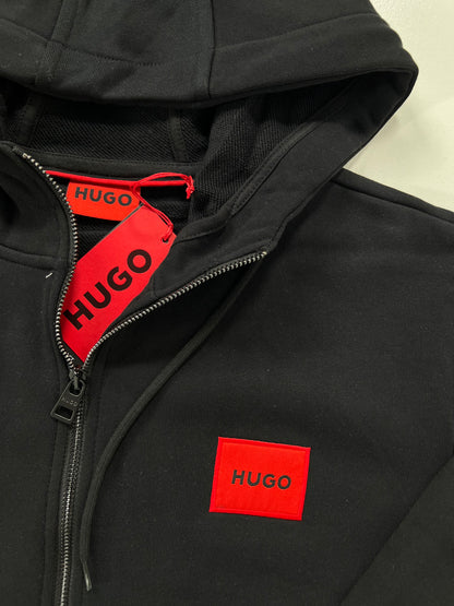 HUGO Crni Full-Zip Duks sa Logom na Grudima