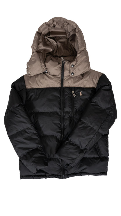 Polo Ralph Lauren Puffer Crna Jakna sa Krem Detaljima