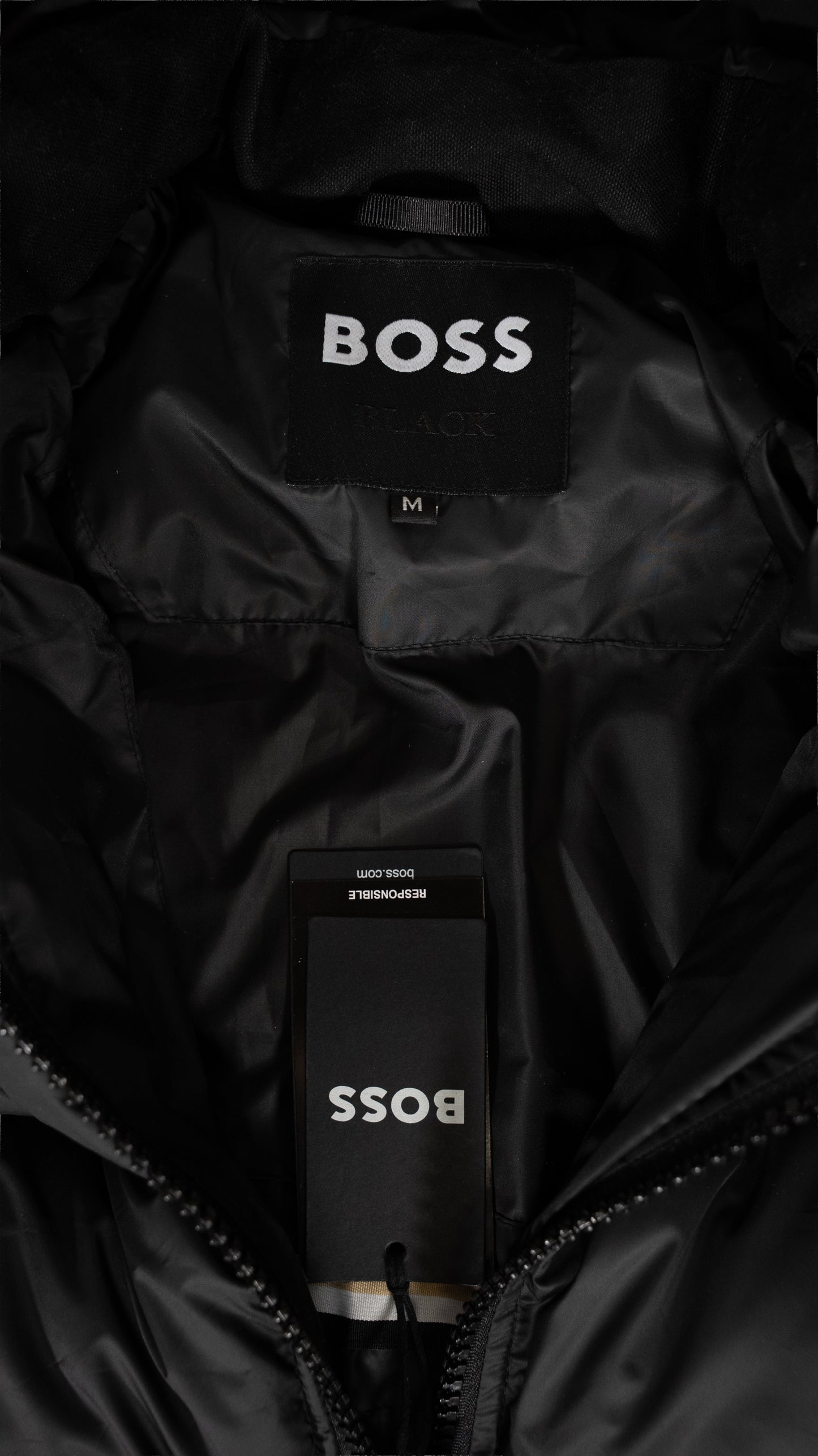 BOSS Crna Puffer Jakna sa Logom na Ramenu