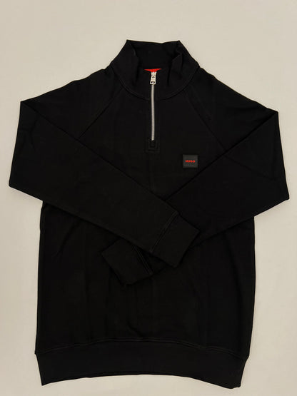 HUGO Crni Quarter-Zip Duks sa Minimalistic Box Logom