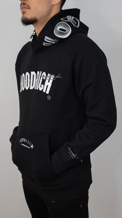 HOODRICH Crni Duks sa Logom i Printom Preko Leða