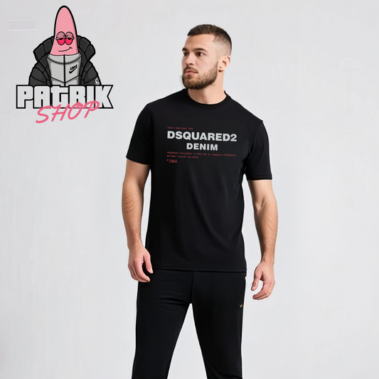 Dsquared2 Crna Majica sa Dean & Dan Denim Printom