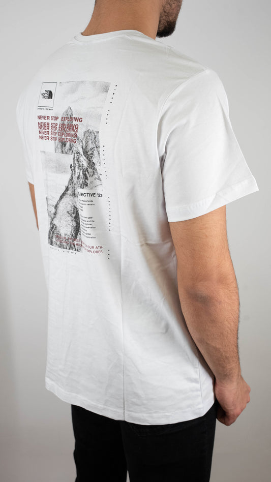 The North Face Bela Majica sa Mountain Printom na Leðima