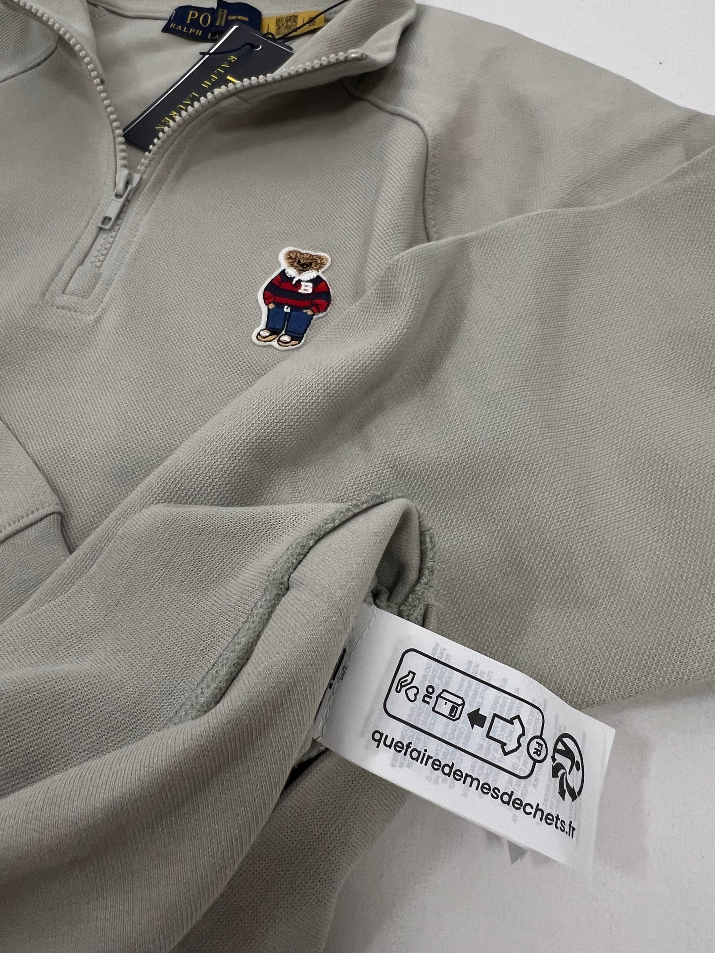 Polo Ralph Lauren Krem Quarter-Zip Duks sa Bear Logom