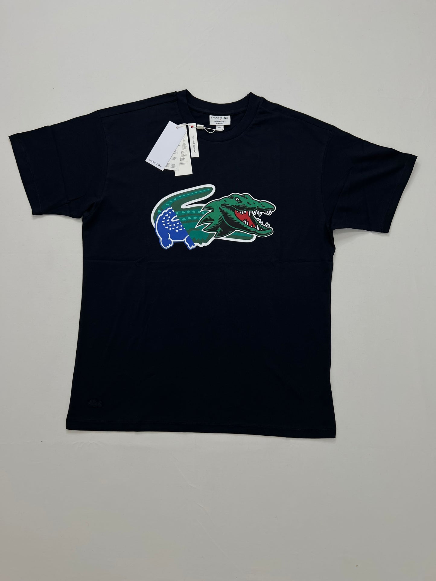 Lacoste Crna Majica sa Big Croc Logo Printom [Relaxed Fit]