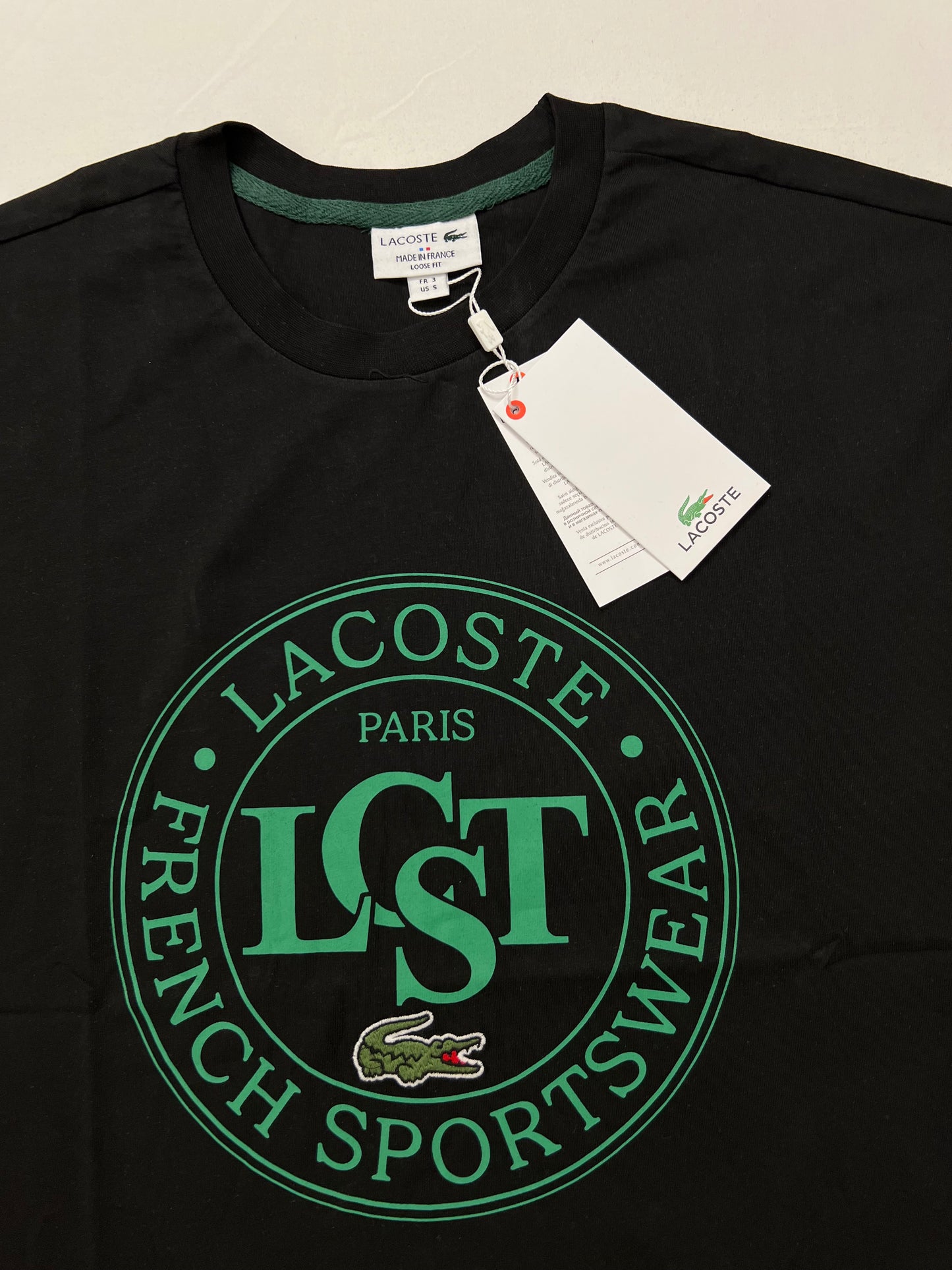 Lacoste Crna Majica sa Big Logo Printom [Loose FIT]