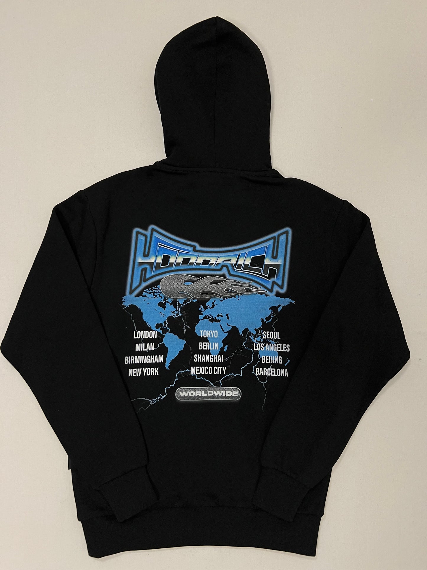 HOODRICH Crni Duks sa Worldwide Printom na Leðima