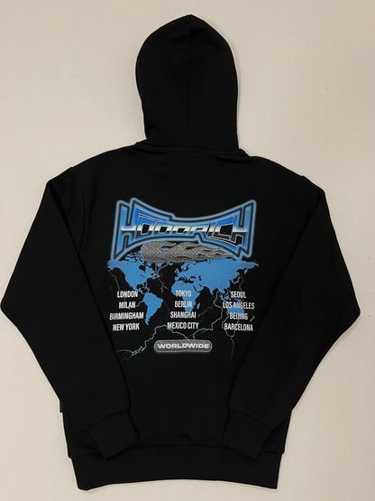 HOODRICH Crni Duks sa Worldwide Printom na Leðima