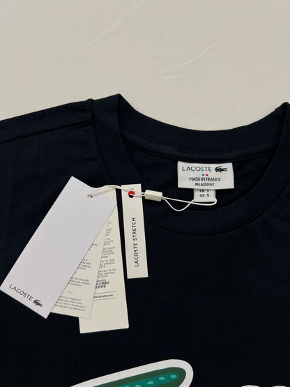 Lacoste Crna Majica sa Big Croc Logo Printom [Relaxed Fit]
